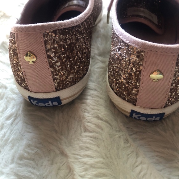 Kate spade rose gold glitter KEDS !  Pink laces 9.5M  time to sparkle! - Picture 3 of 11